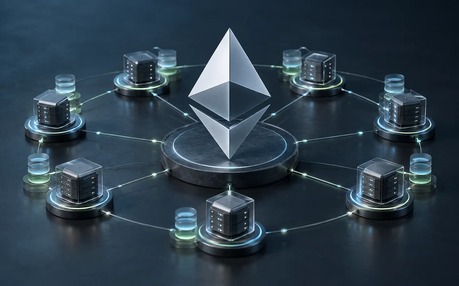 Ethereum validator network illustrating staking rewards, liquidity and slashing risk