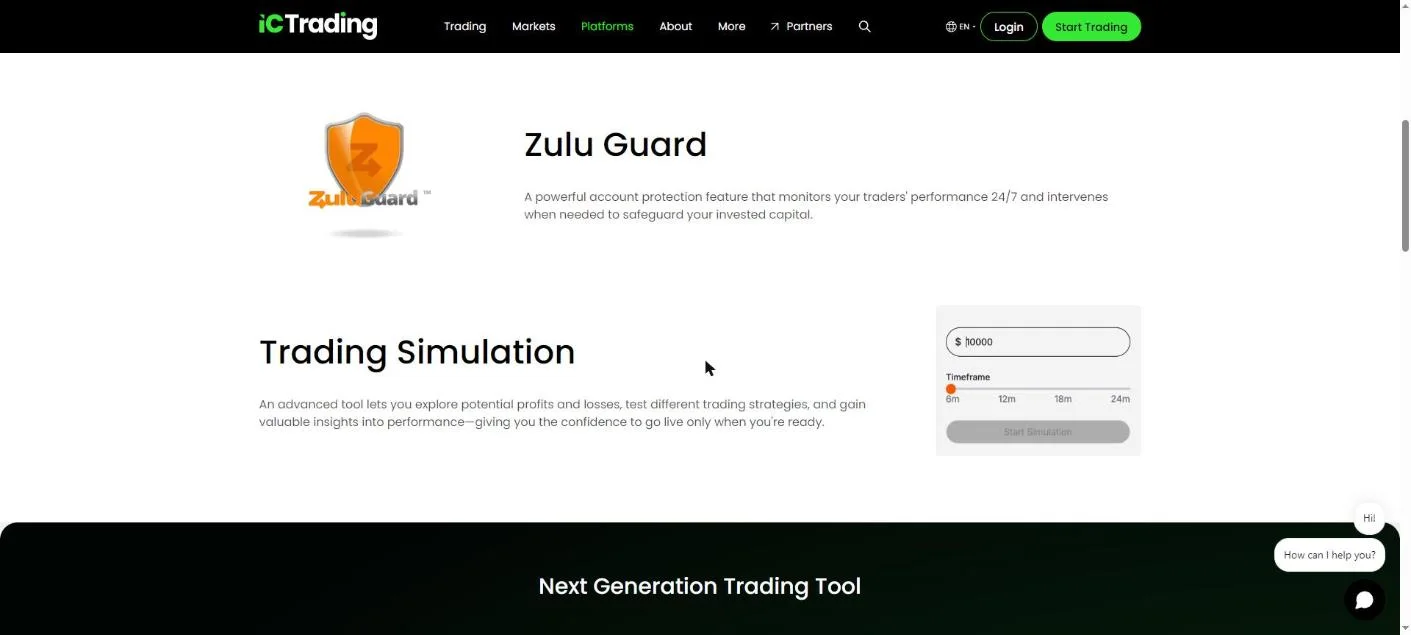 ZuluTrade Zulu Guard account protection and Trading Simulation tool on the IC Trading social trading page